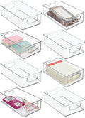 Clear Plastic Storage Container Bins with Handles, 8 Pack V239410