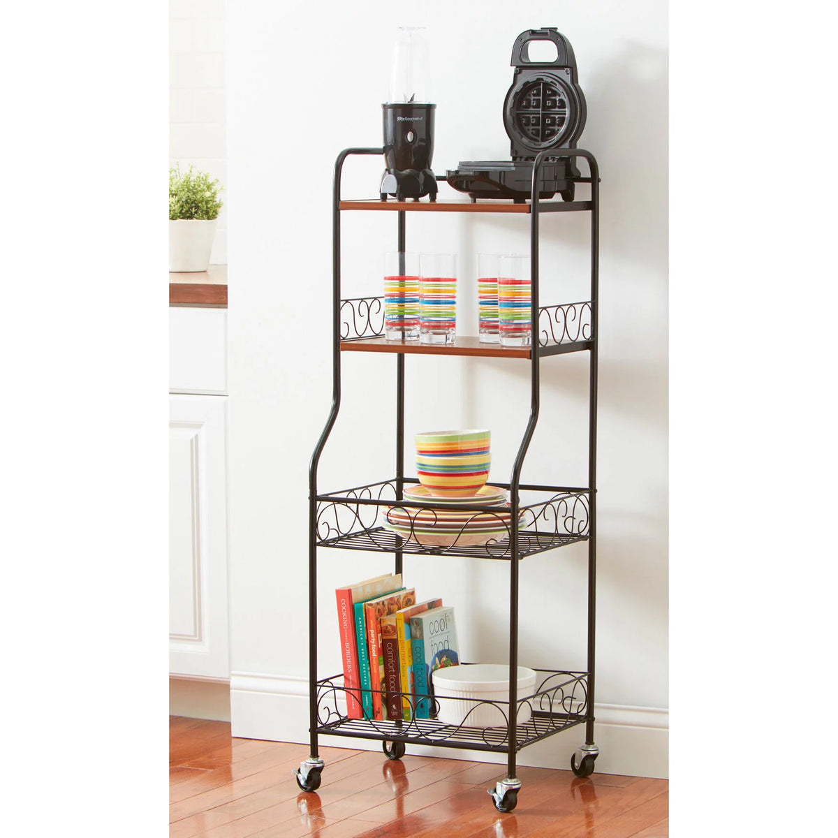 Black 4-Tier Rolling Rack D1686