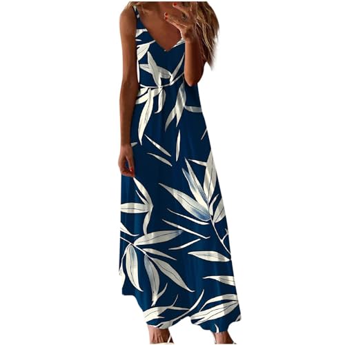 Womens V Neck Spaghetti Straps Maxi Dress A5782