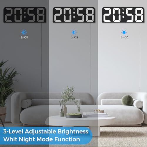 9.6" LED Digital Wall Clock with Remote Control - Red T7596