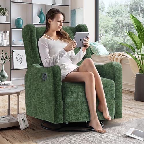 Green Chenille Swivel Glider Recliner P74656
