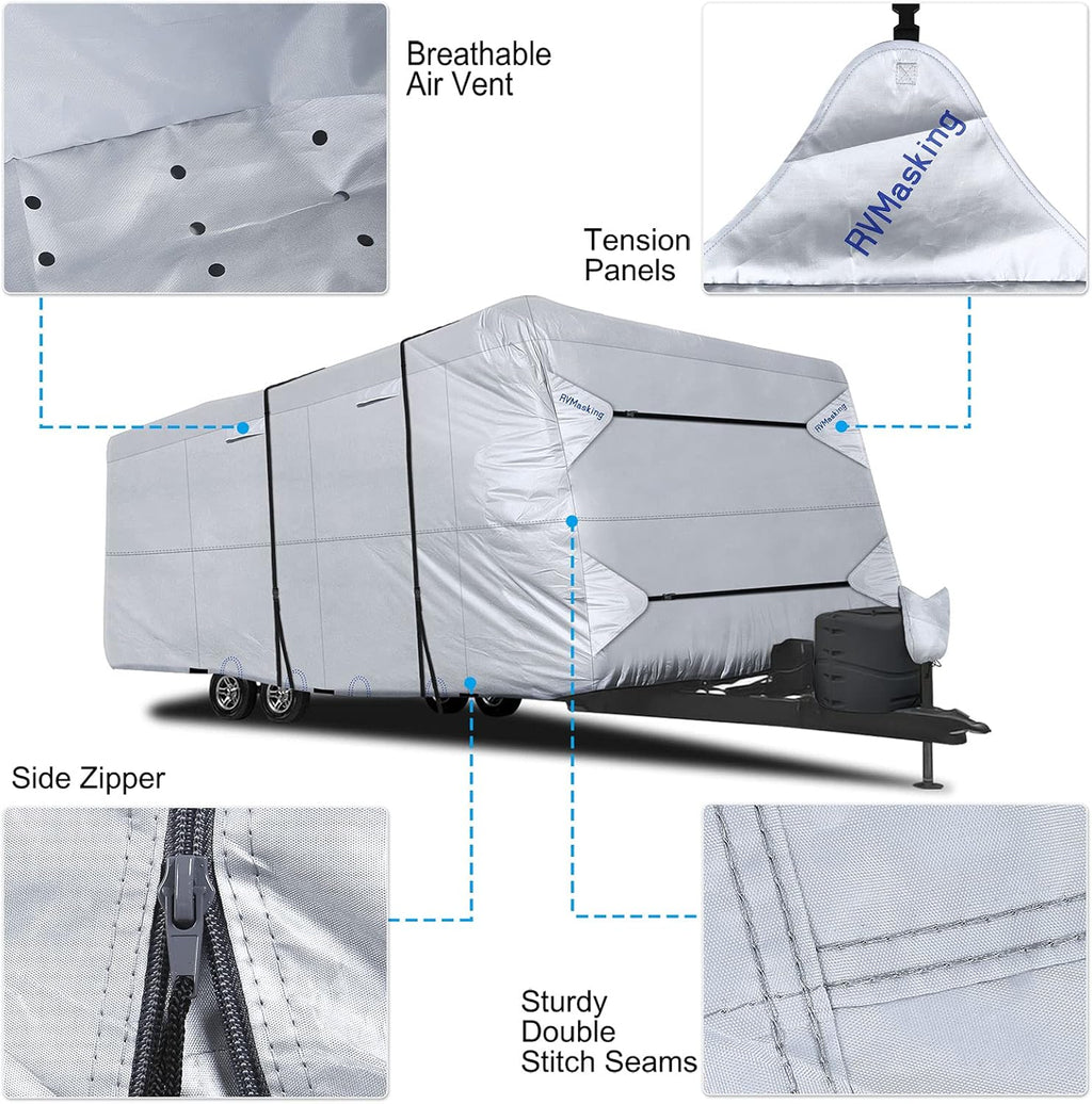 Rip-Stop RV Cover Waterproof Camper Cover with Gutter Covers Q633963