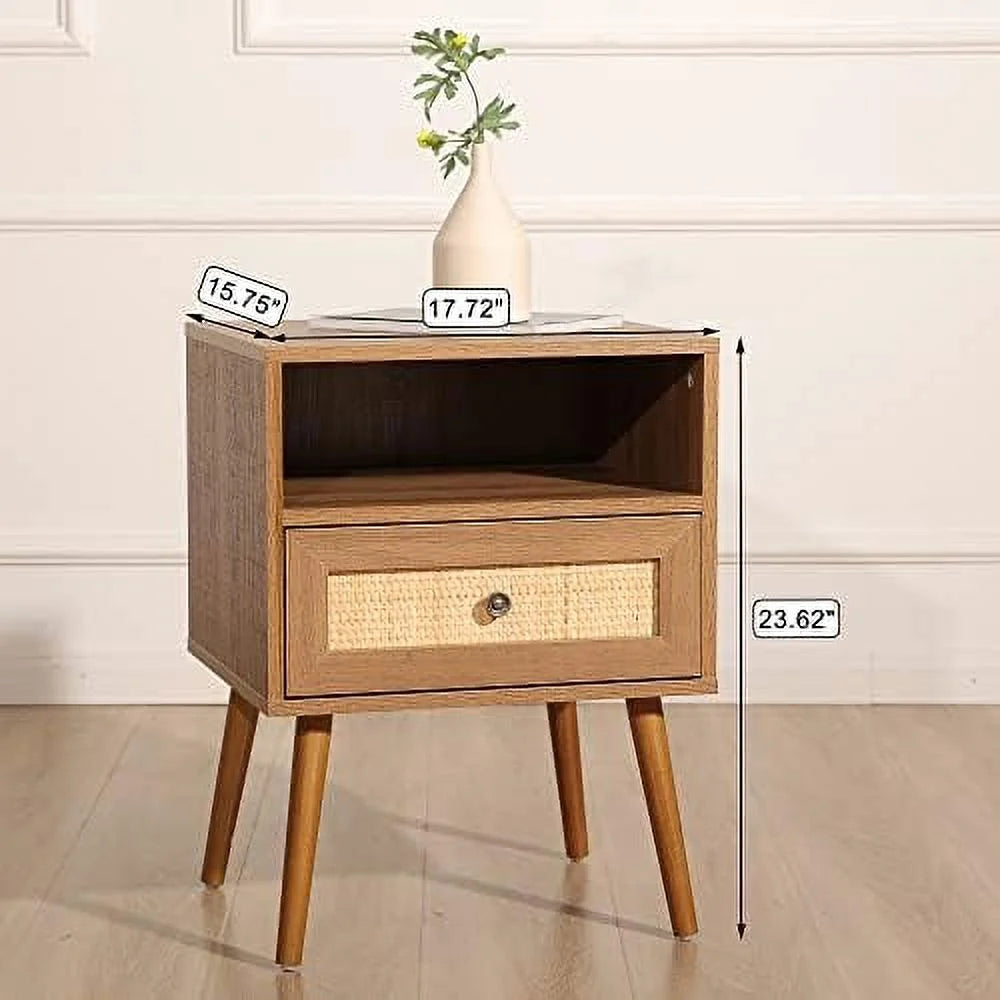 Rattan Nightstand with Charging Station M41774