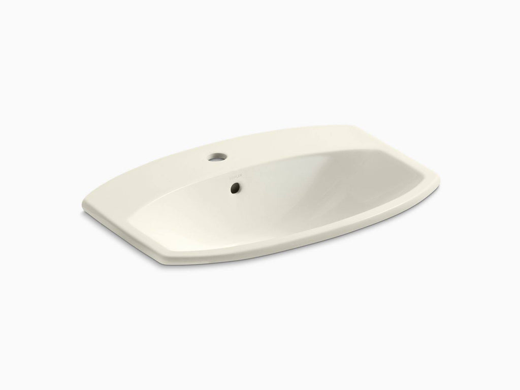 Biscuit Drop-In Bathroom Sink with Single Faucet Hole D123