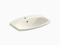 Biscuit Drop-In Bathroom Sink with Single Faucet Hole D123