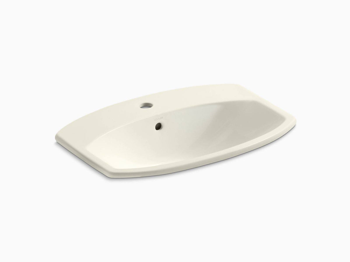 Biscuit Drop-In Bathroom Sink with Single Faucet Hole D123