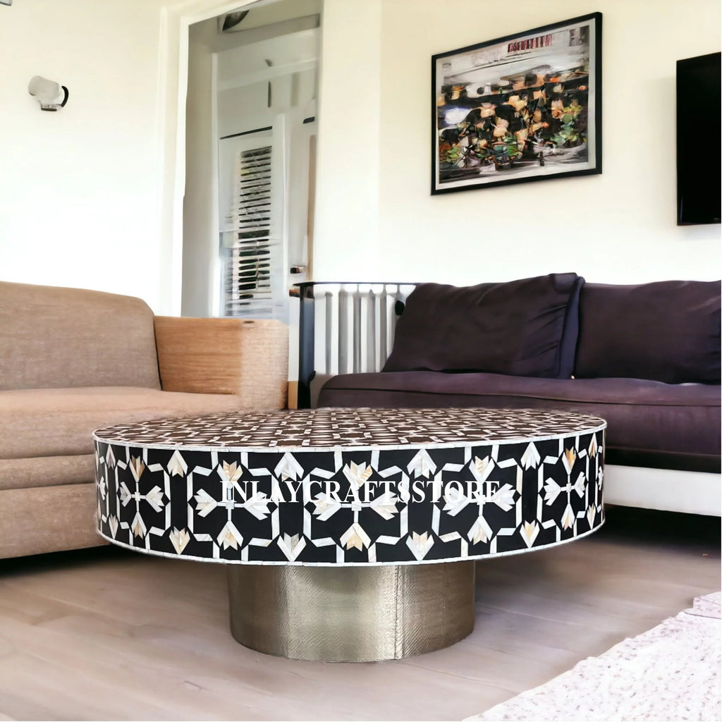Black Mother of Pearl Round Coffee Table P370370