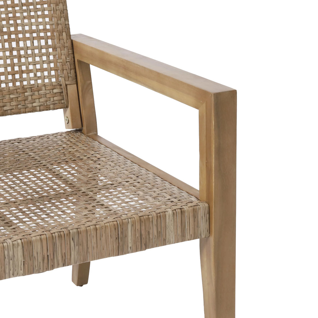 Wicker and Acacia Wood Outdoor Club Chairs, Set of 2 O971