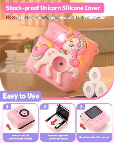 Pink Instant Print Kids Camera with 32GB SD Card O738