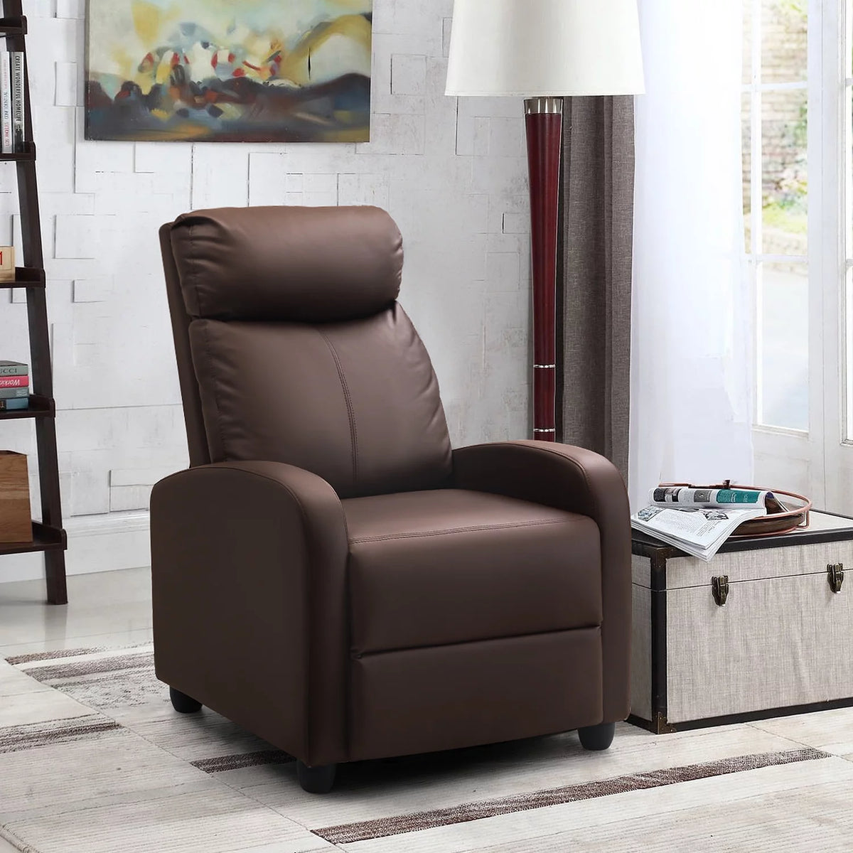 Brown PU Leather Recliner Chair I585