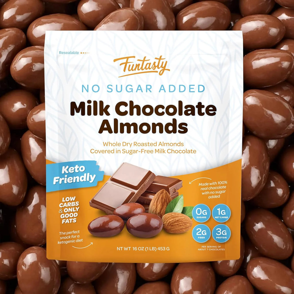 Sugar Free Milk Chocolate Covered Almonds 1 Pound Pack S822