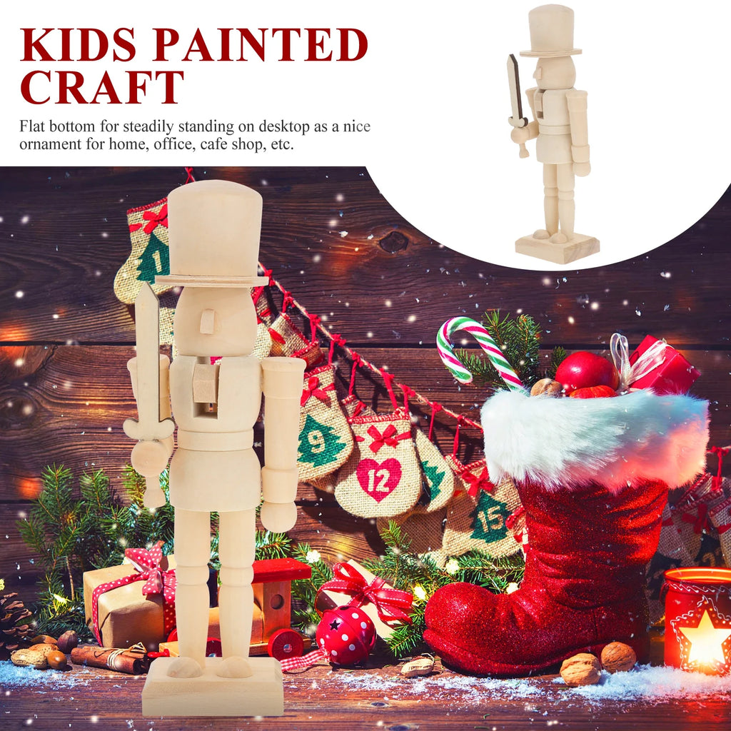 11 Pc Wooden Nutcracker Ornament Bamboo Child J4220