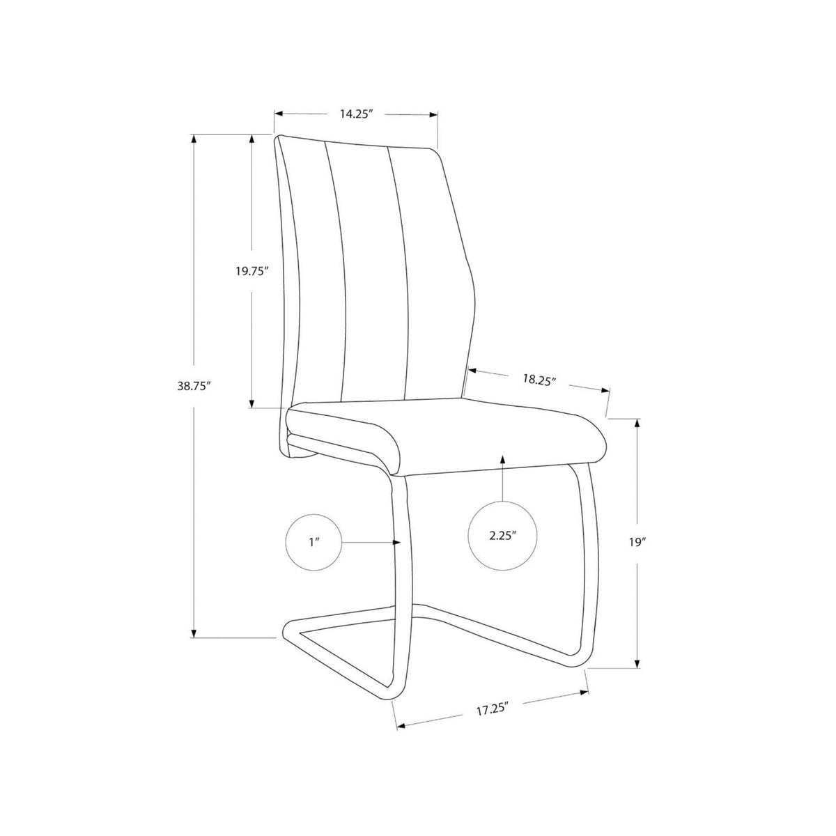 2 Piece Dining Chair Black Leather-Look Chrome V5786