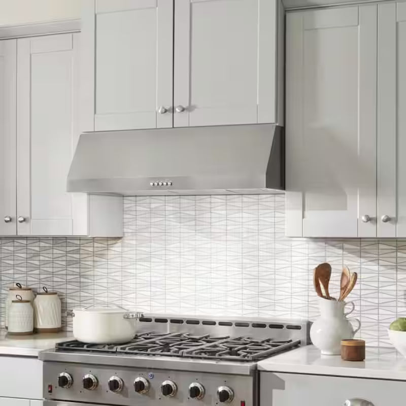 36 in. W Convertible Under Cabinet Range Hood in Stainless Steel with LED Lights W663350