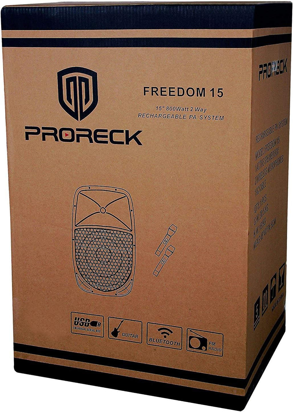 Portable 15-Inch 800 Watt 2-Way Rechargeable Powered PA Speaker with Bluetooth and Wireless Microphones D633853