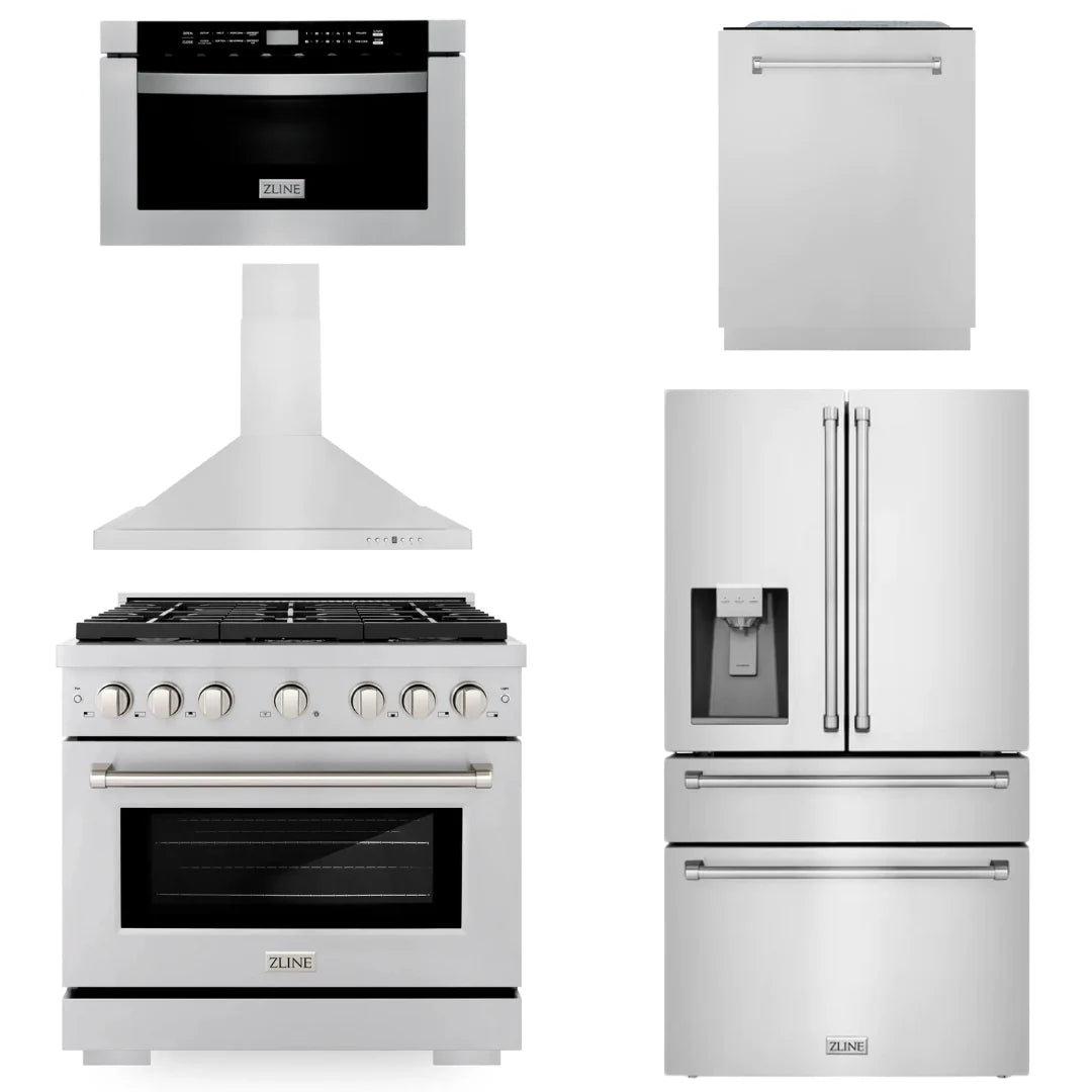 36 Gas Range, Range Hood, Microwave, Refrigerator, Dishwasher S918120