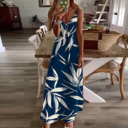 Womens V Neck Spaghetti Straps Maxi Dress A5782