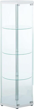4-shelf Hexagon Shaped Curio Cabinet White and Clear Y67153