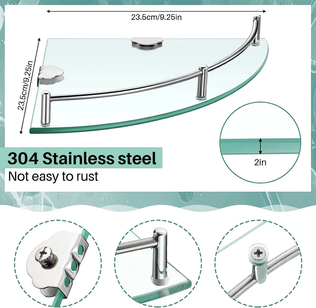 4 Pack Tempered Glass Floating Wall Shelves L9071