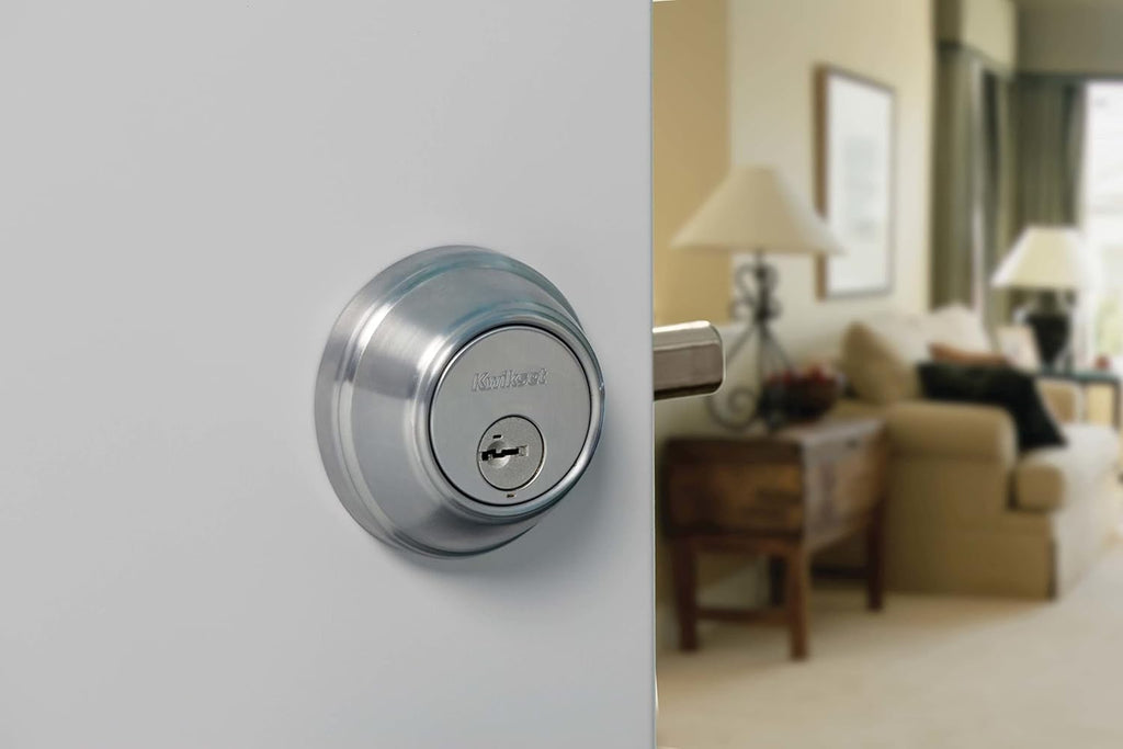 Single Cylinder Satin Nickel Deadbolt with SmartKey F654