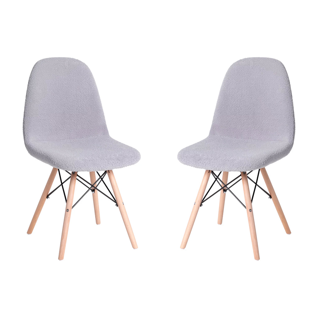 Set of 2 Gray Faux Shearling Accent Chair N45291