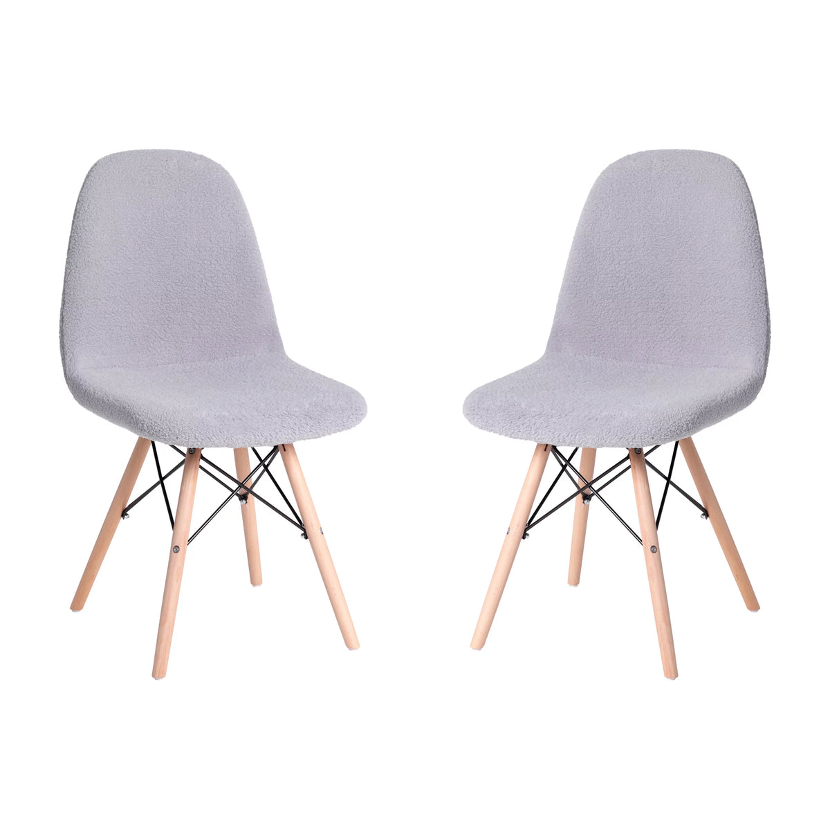 Set of 2 Gray Faux Shearling Accent Chair N45291