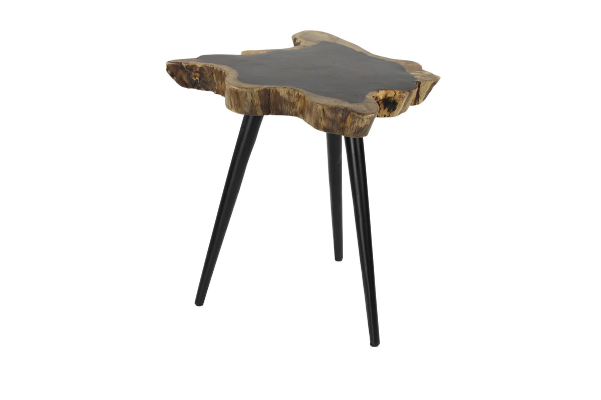 Brown Rosewood and Metal Accent Table C232369