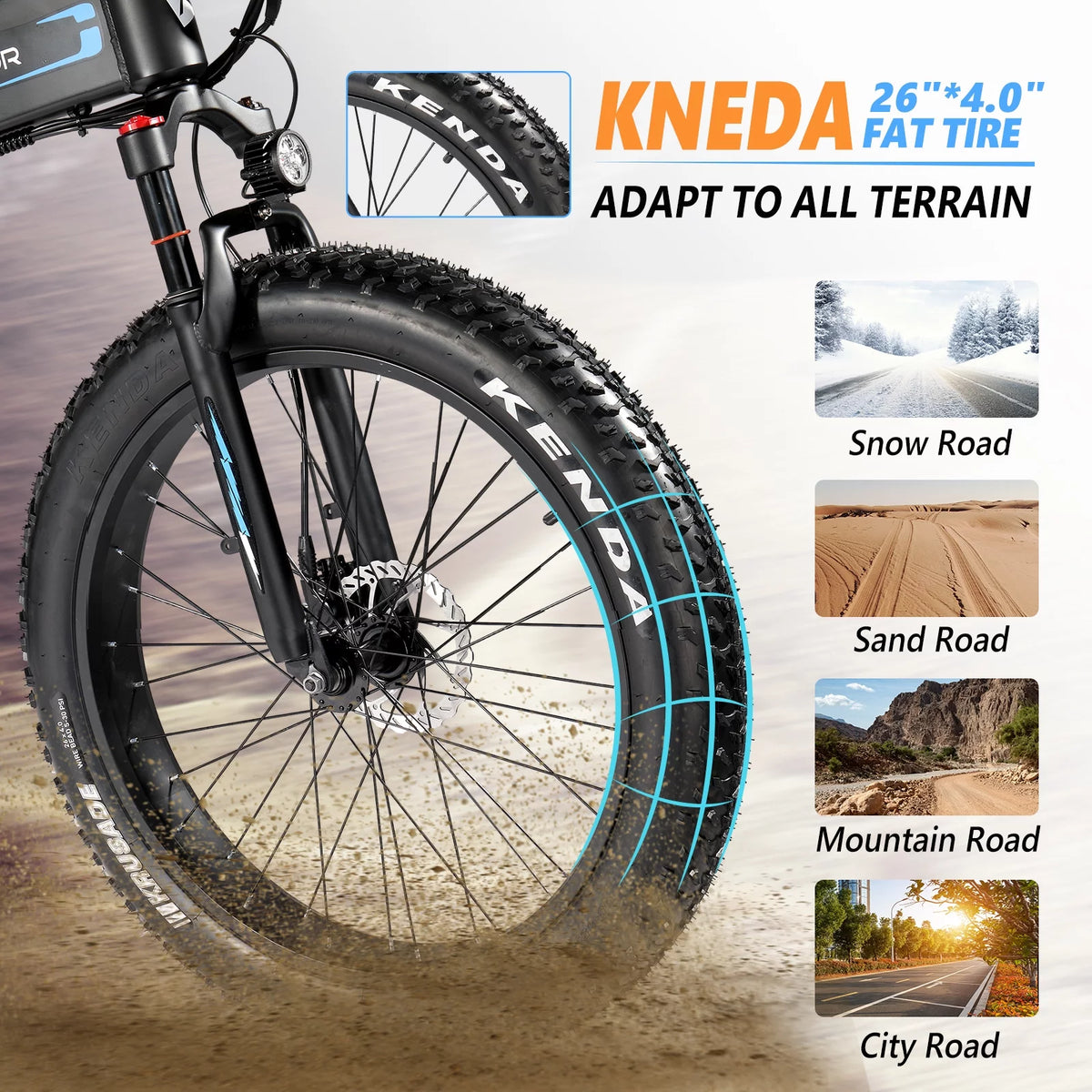 750W 48V 12AH Removable Battery 26" Fat Tire Folding Electric Bike H238