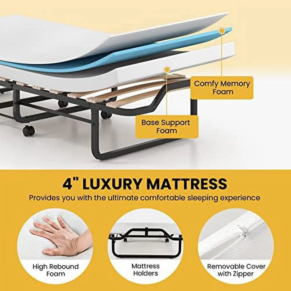 Folding Bed with 4 Inch Memory Foam Mattress N250646