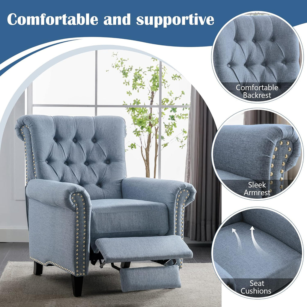 Linen Tufted Push Back Recliner Armchair D55089