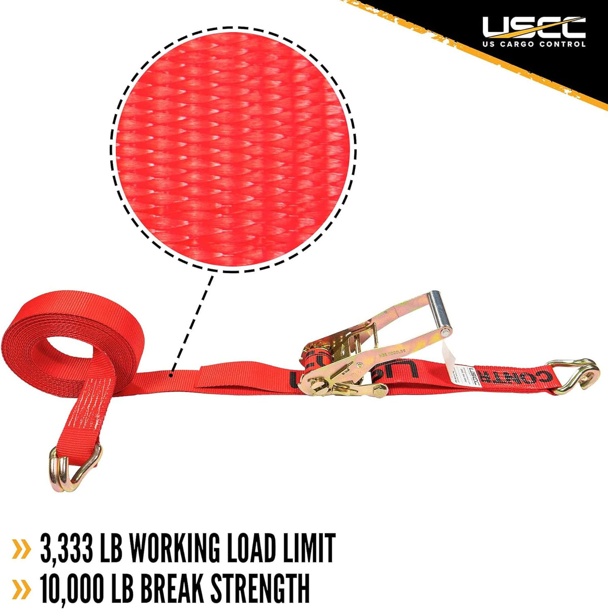 2 Inch x 27 Foot Red Ratchet Straps with Double J Hooks, 4 Pack A24937