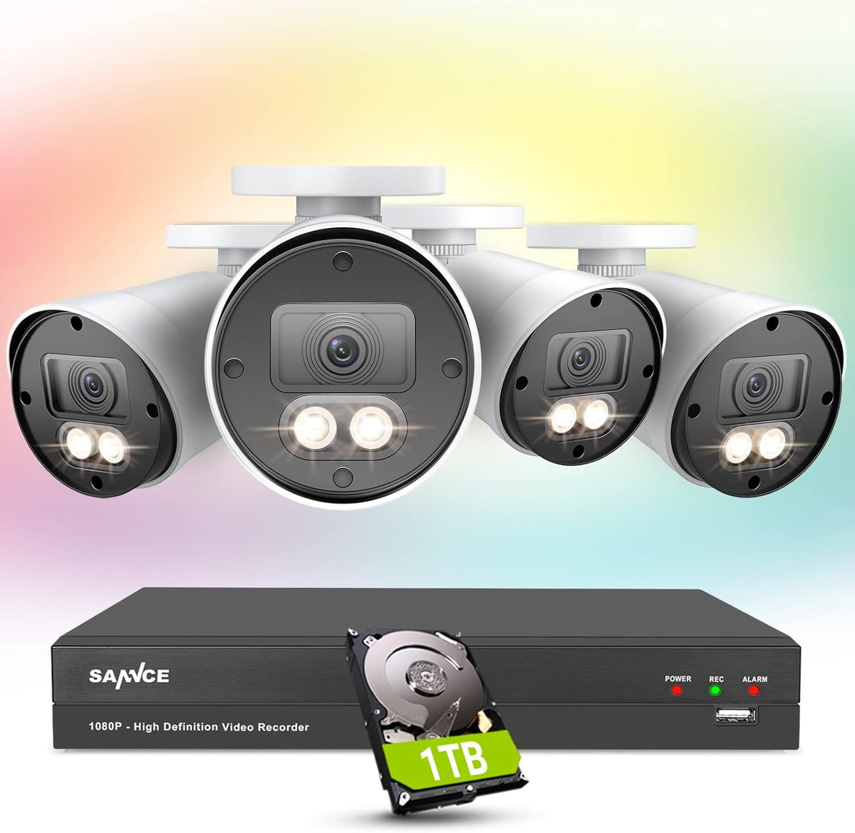 8CH 5MP-N Wired CCTV Camera System with 4x1080P Outdoor Cameras and 1TB Hard Drive E8559