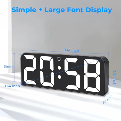 9.6" LED Digital Wall Clock with Remote Control - Red T7596