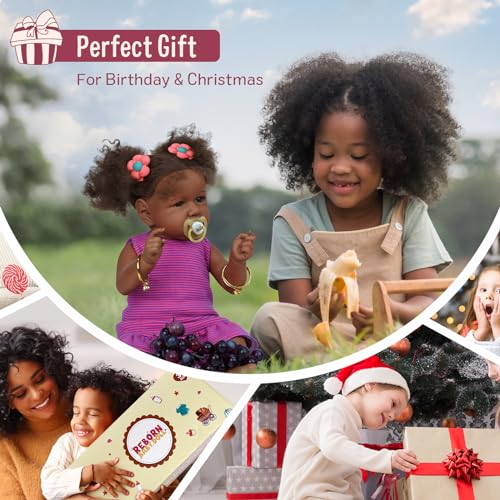 22 Inch Lifelike Soft Body Realistic African American Baby Dolls with Feeding Kit U589250