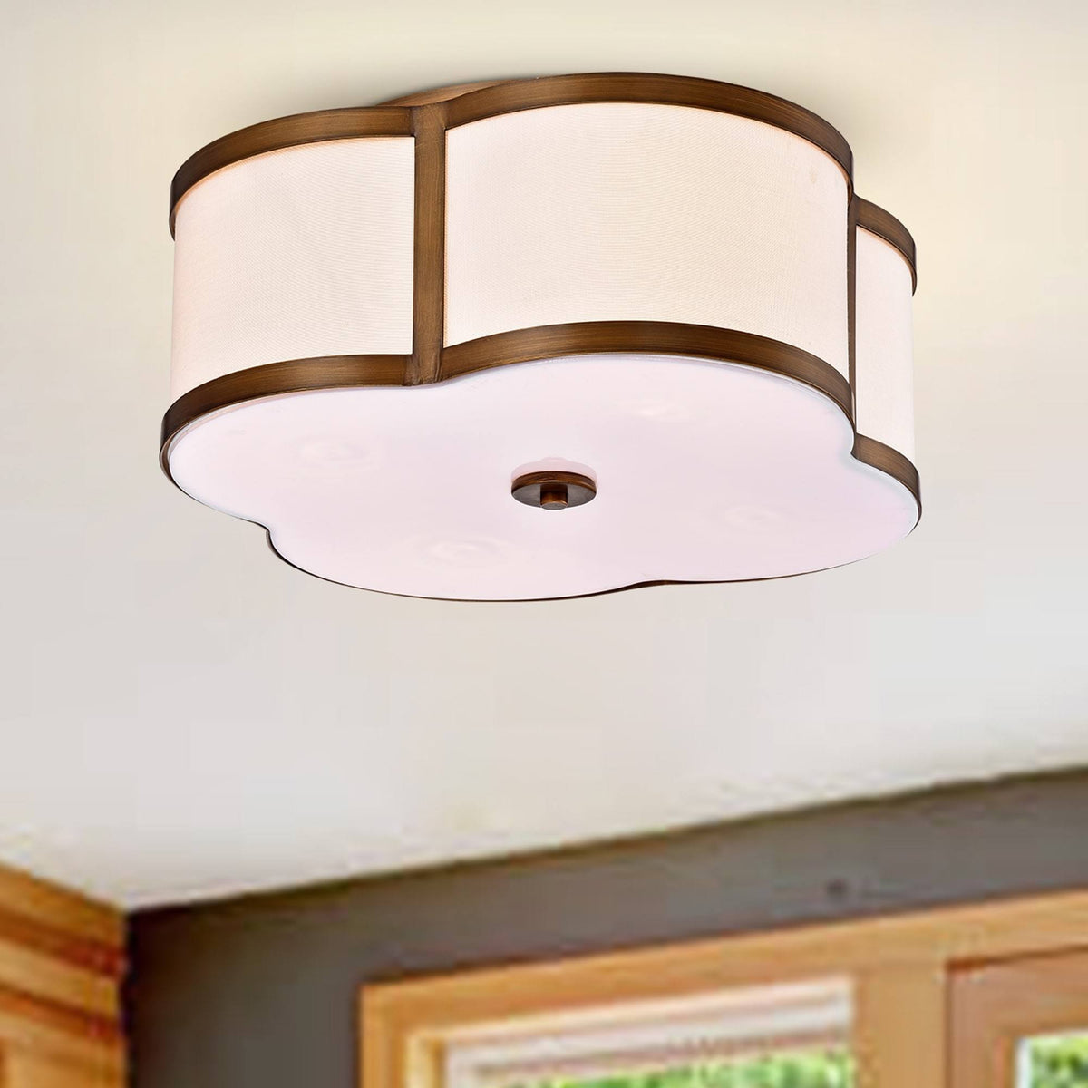 Antique Brass 4-Light Flush Mounted Ceiling Lamp J62370