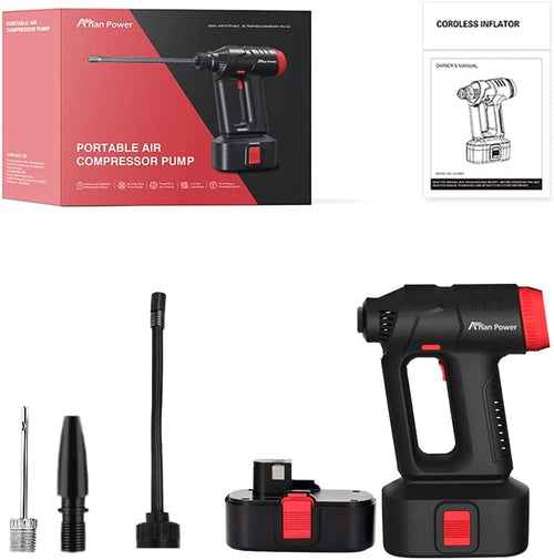 12V Cordless Car Tire Pump with Digital Pressure Gauge, LED Light, Rechargeable Battery Pack, Pack of 2 I911528