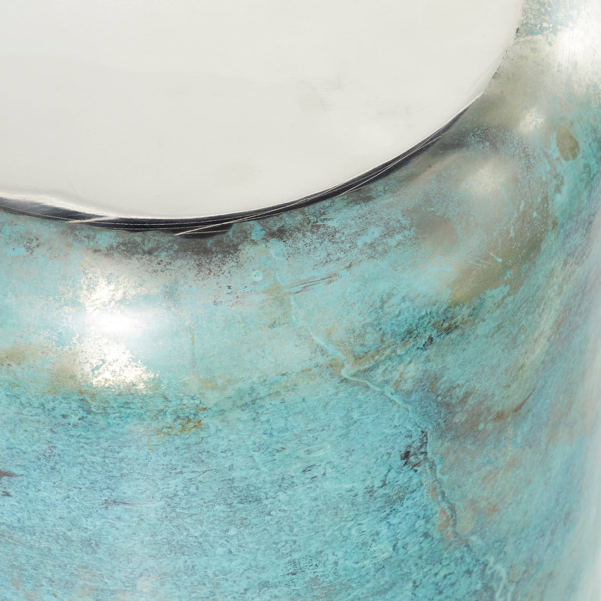 Blue and Silver Round Accent Table G5644