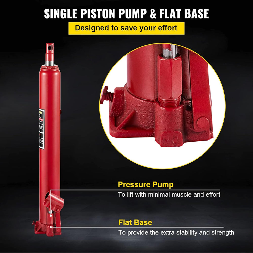 Hydraulic Long Ram Jack, 12 Tons Capacity, Red, Pack of 2 X396