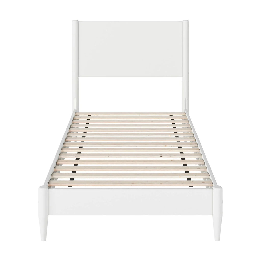 Twin XL Wood Low Profile Platform Bed in White O1047
