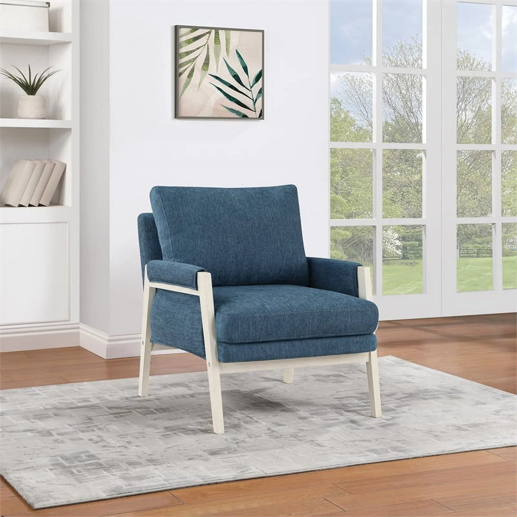 Blue Fabric Wood Frame Armchair K7279