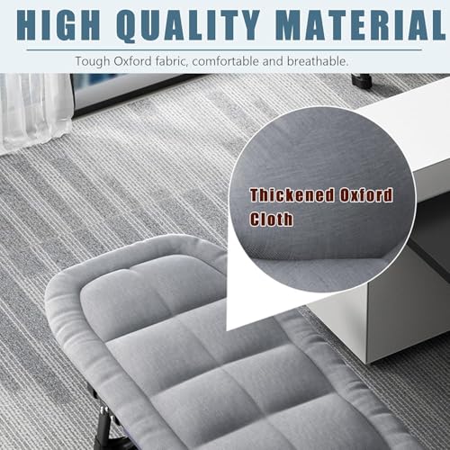 Grey Medium 70 in Foldable Camping Cot with Pillow H657458