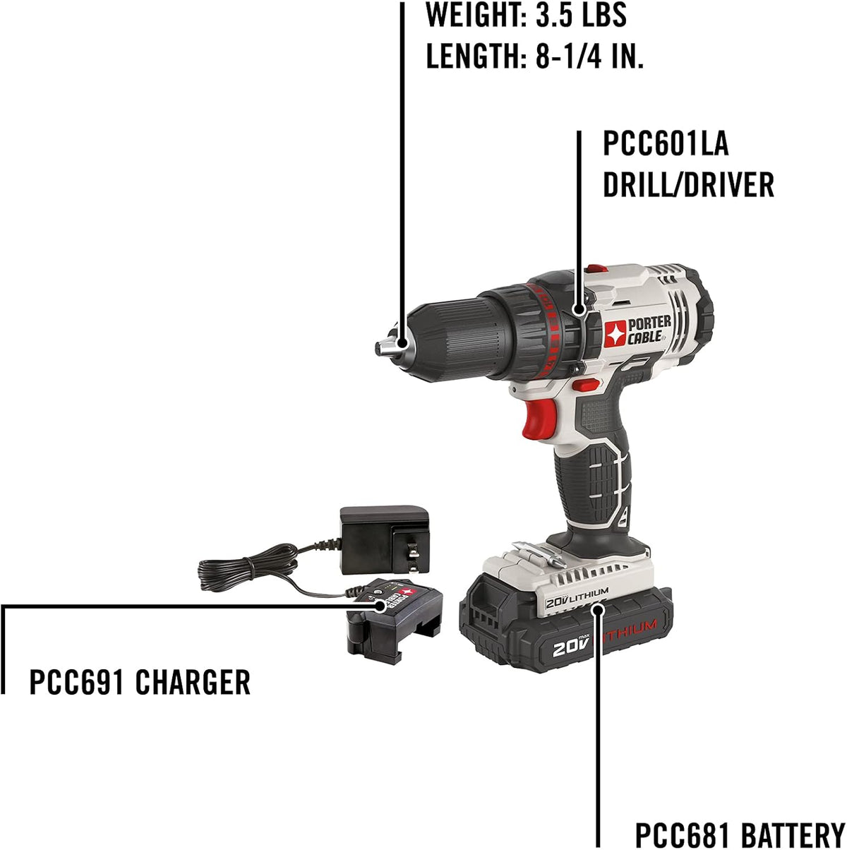 20V MAX Cordless Drill/Driver Kit, 1/2-Inch V546