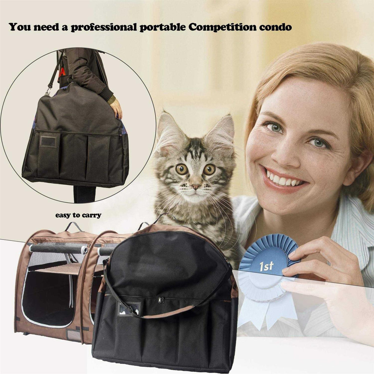 Portable Twin Compartment Cat Cage/Condo U900