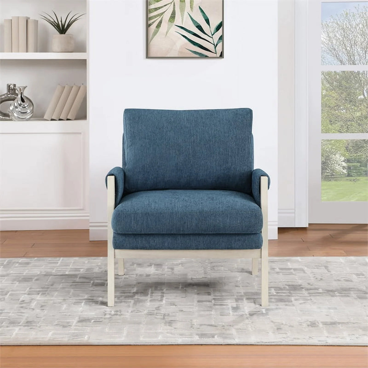 Blue Fabric Wood Frame Armchair K7279