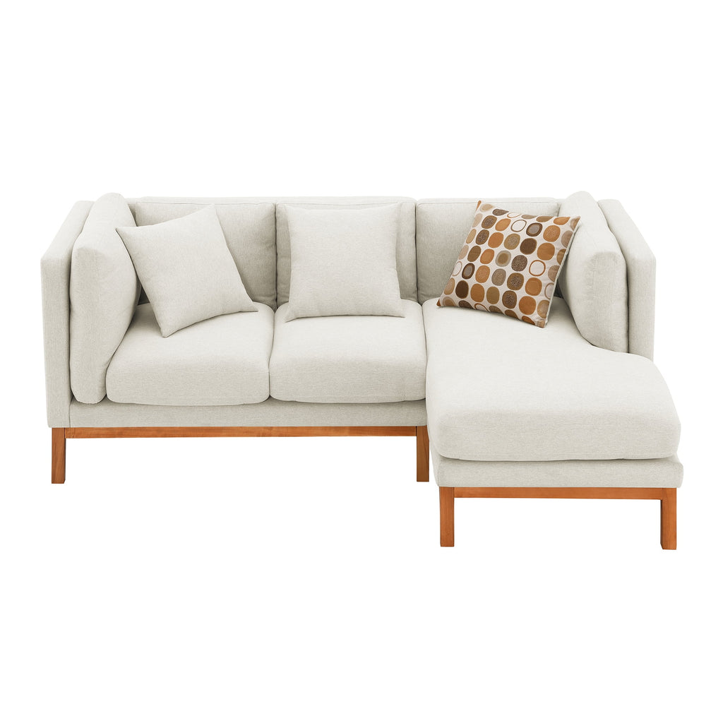Cream Linen L Shaped Sectional Sofa with Chaise I1647