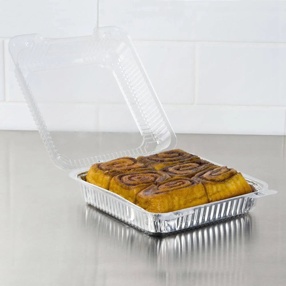 Clear Hinged Plastic Square Container - 250/Case O9727