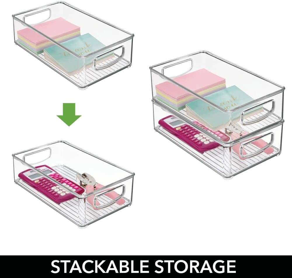 Clear Plastic Storage Container Bins with Handles, 8 Pack V239410