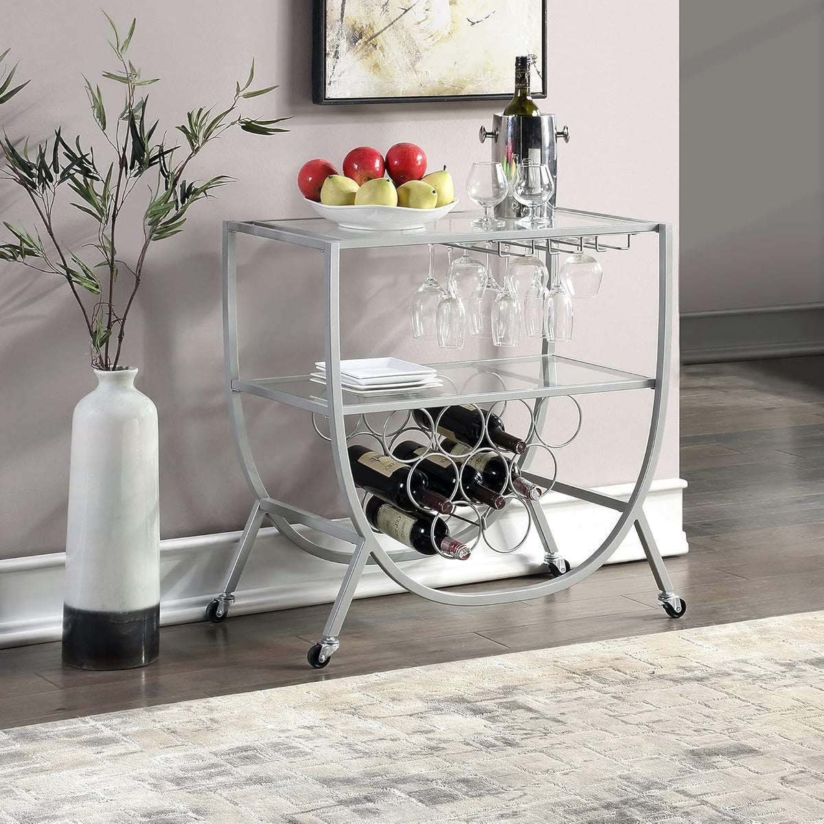 Silver Metal Bar Cart A7681