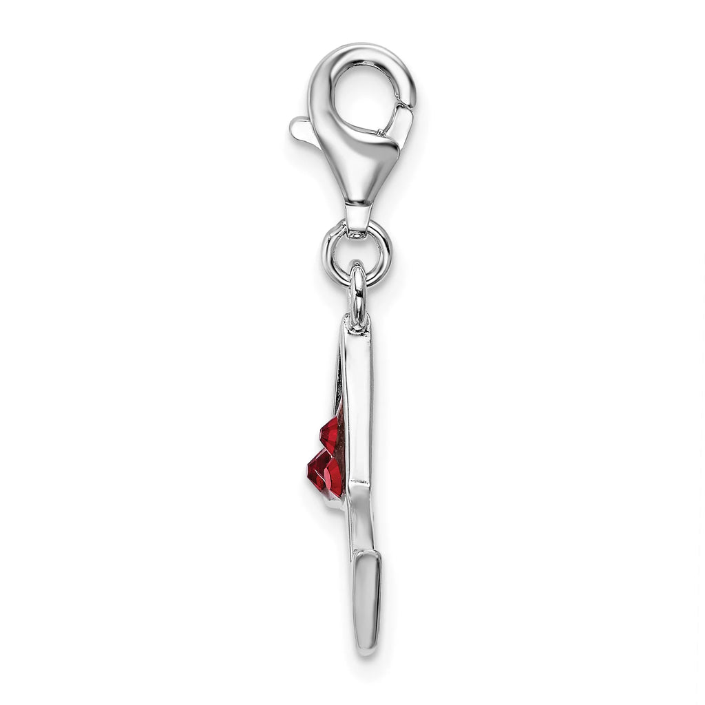 Sterling Silver Red Crystal Martini Glass Charm Necklace 18'' C68614
