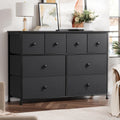 8 Drawer Fabric Dresser with Steel Frame and Wooden Top B51876